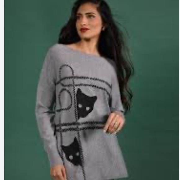 Frank Lyman design collection cat sweater M NWOT - Picture 2 of 15